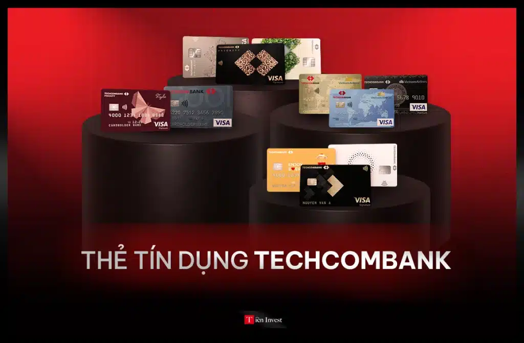 Các loại thẻ tín dụng Techcombank hiện có 9 dòng thẻ bao gồm: Thẻ Visa Signature, Everyday, Spark, Eco, Visa Infinite, Priority Visa Signature, Vietnam Airlines Techcombank Visa Platinum, Vietnam Airlines Techcombank Visa Gold và Vietnam Airlines Techcombank Visa Classic.