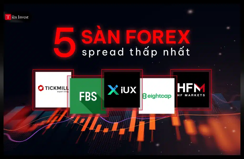 Danh sách top sàn forex có spread thấp nhất Danh sách top 5 sàn forex có spread thấp nhất gồm, IUX, FBS, Eightcap, HFM và Tickmill