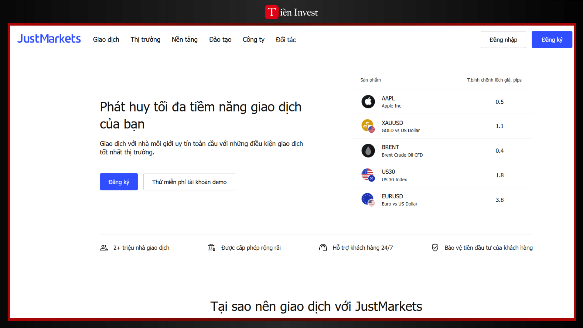 trang web JustMarkets