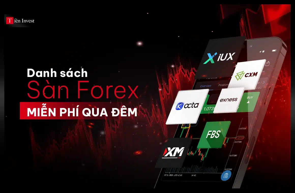 Danh sách các sàn forex không có phí qua đêm bao gồm sàn IUX, CXM, Exness, XM, Octa và FBS.