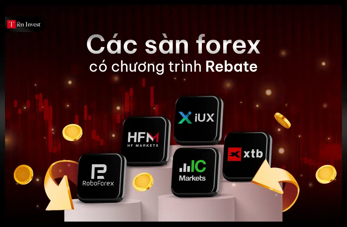 Các sàn forex uy tín có chương trình rebate hấp dẫn nhất hiện nay là IUX, XTB, IC Markets, HFM và RoboForex.